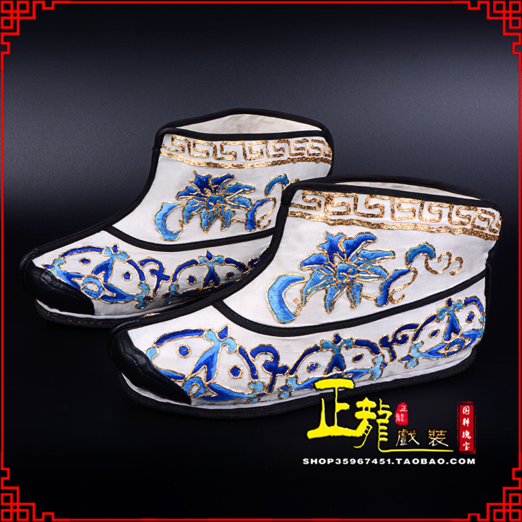 天门三岔口武生薄底 手绣绣花快靴